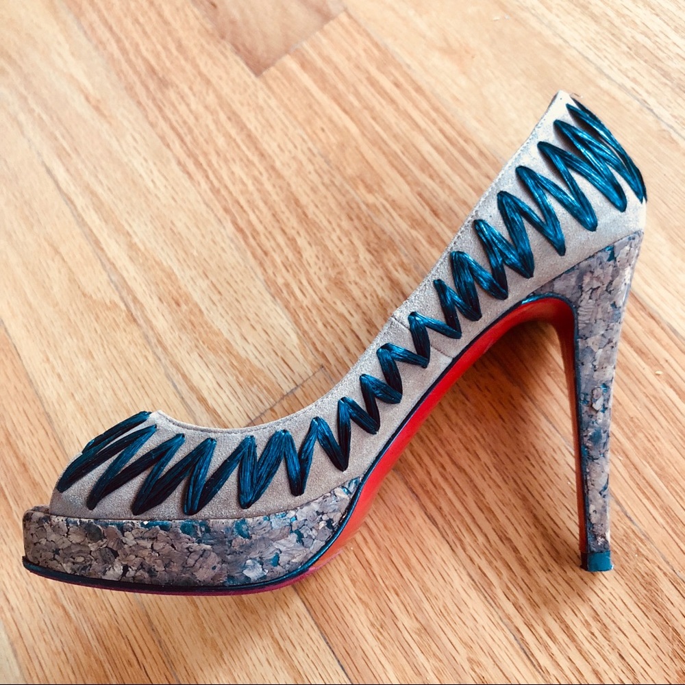 Louboutin peep toe high heel pumps